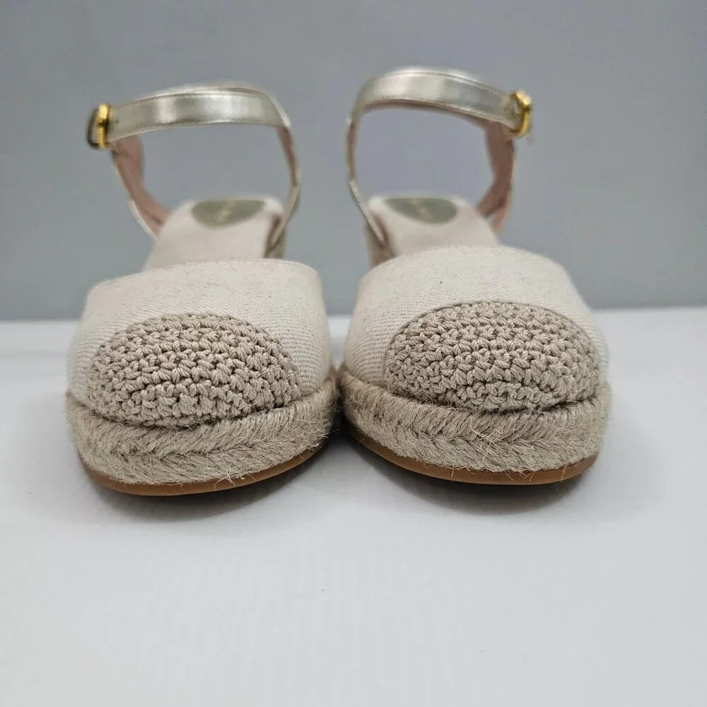 Cole Haan Cloudfeel Espadrille Wedge II Womens 9.5 Linen Soft Gold Summer NEW